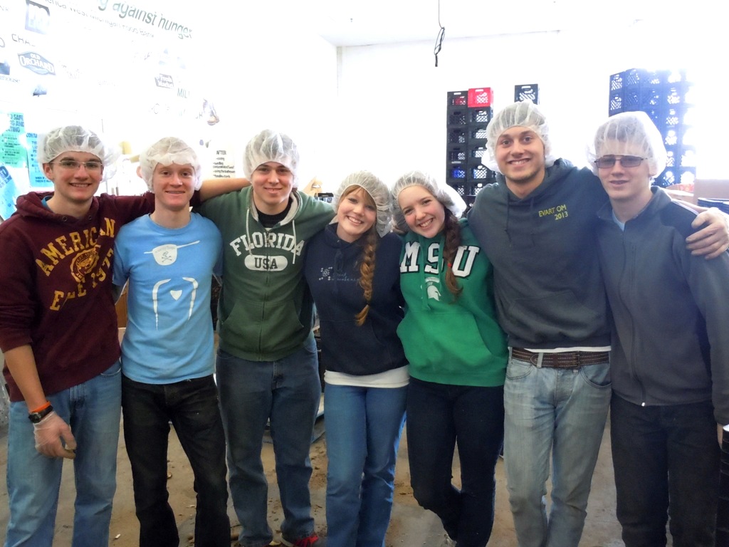 Rachel Rounds and friends from Crossroads Community Church in Evart, Michigan, sorted about 30,000 pounds of potatoes on Feb. 14.
