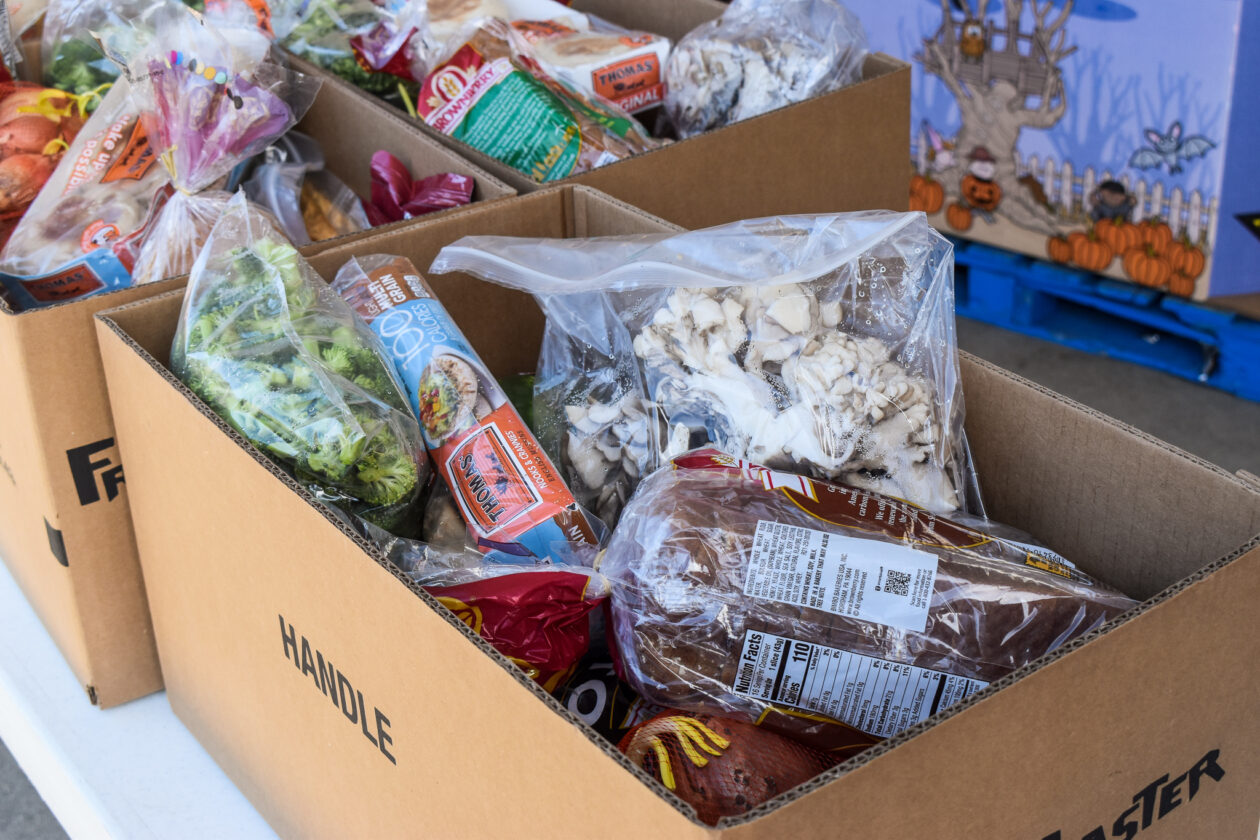 A box of food neighbors received at a Mobile Pantry