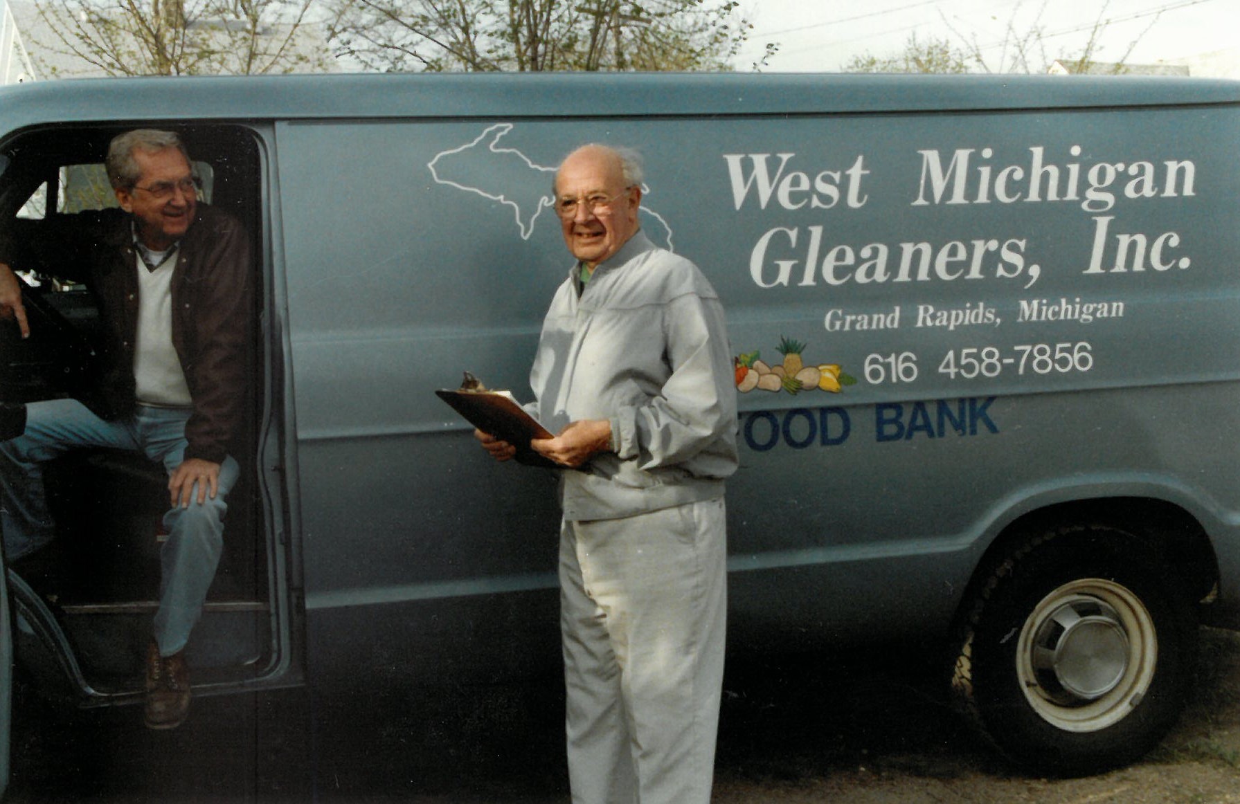 The "meat run boys" -- volunteers who picked up meat for the food bank each week (1990)