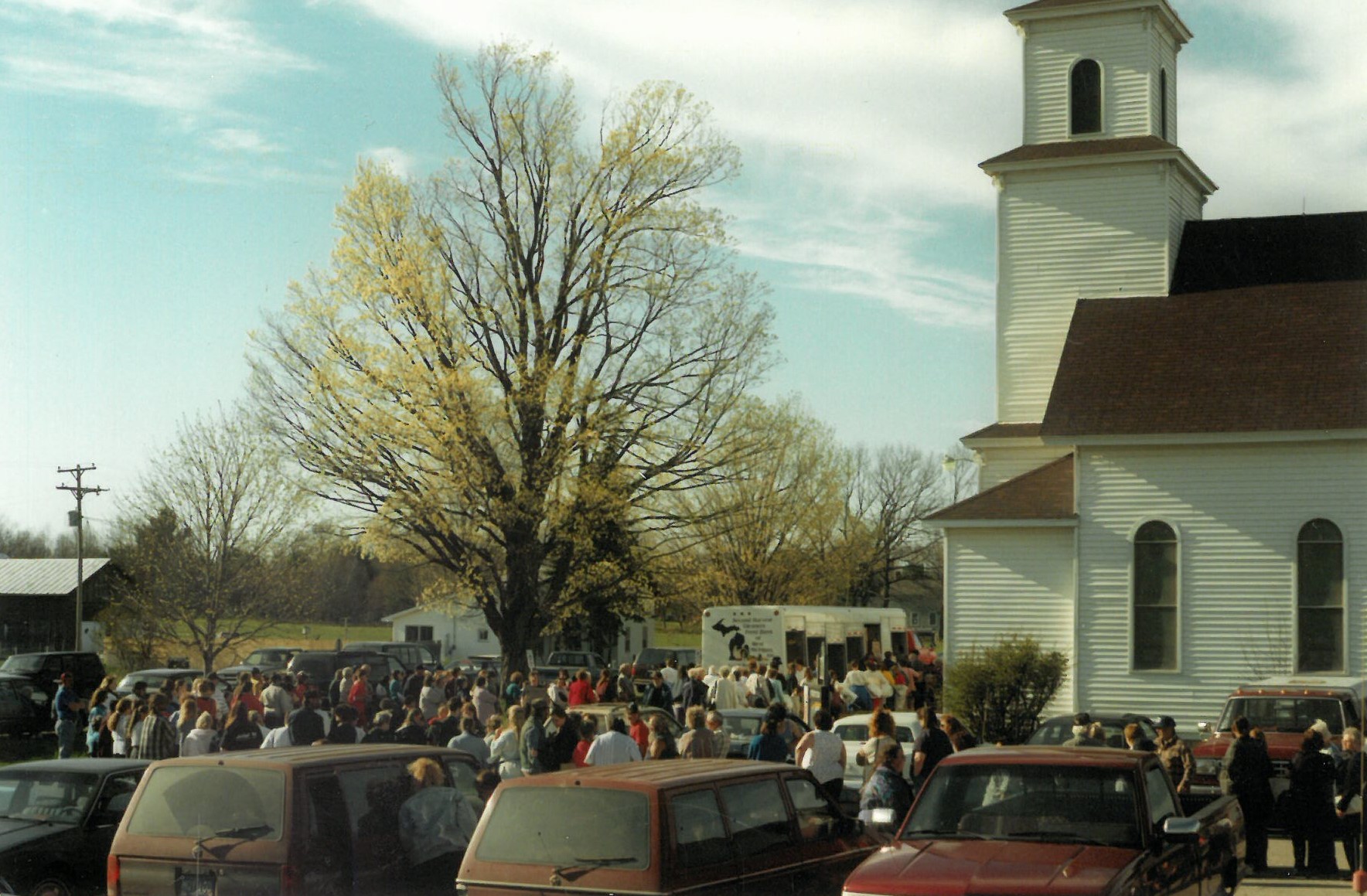 Neighbors congregate at our first Mobile Pantry