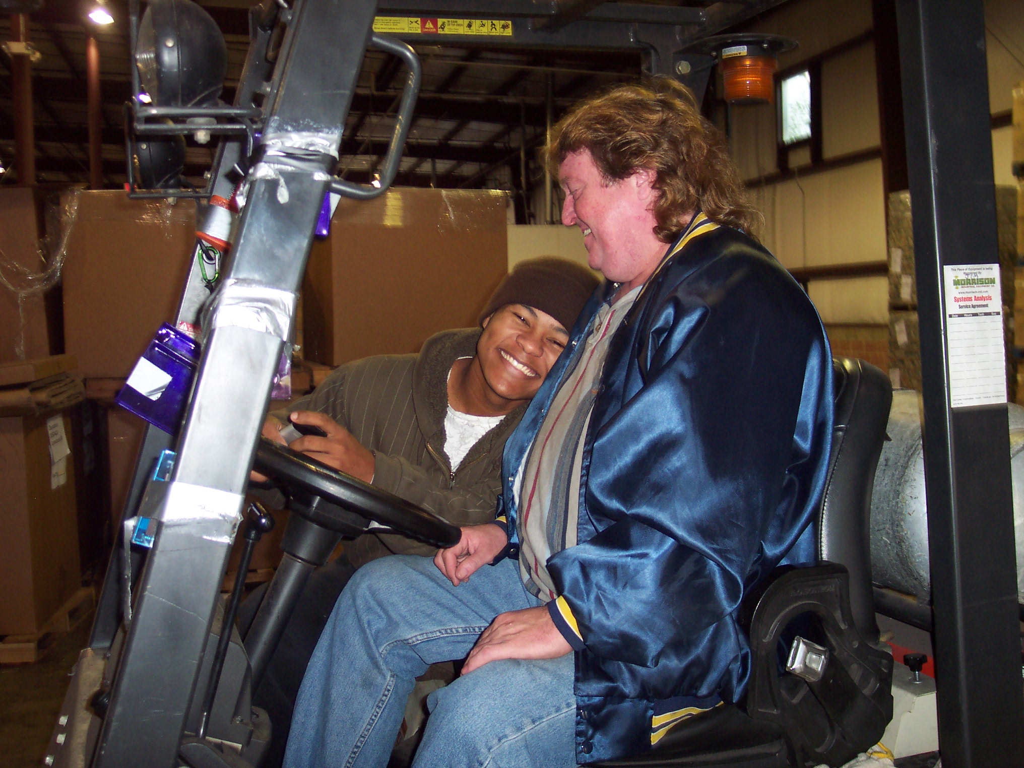 Staff take a break to laugh at our warehouse