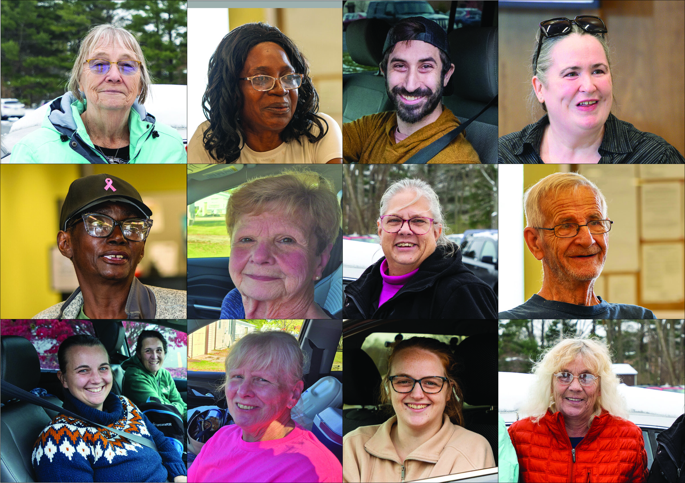 The faces of several neighbors who experience different levels of food insecurity in FAWM's service area.